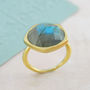 Labradorite Gold Plated Silver Hexagonal Gemstone Ring, thumbnail 2 of 3