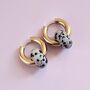 Dalmatian Jasper Gold Plated Hoop Earrings, thumbnail 1 of 6