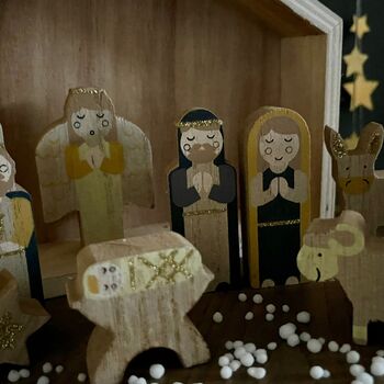 Sixteen Piece Wooden Nativity Set, 4 of 4