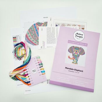 Mandala Elephant Cross Stitch Kit, 7 of 10