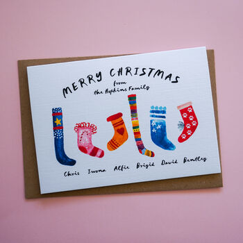 Personalised Christmas Stockings Card, 3 of 6