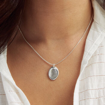 Silver Oval Fingerprint Charm Necklace, 2 of 9