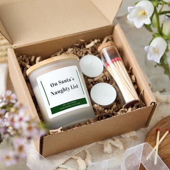 On Santas Naughty List Funny Christmas Candle Gift For Friend, 2 of 8