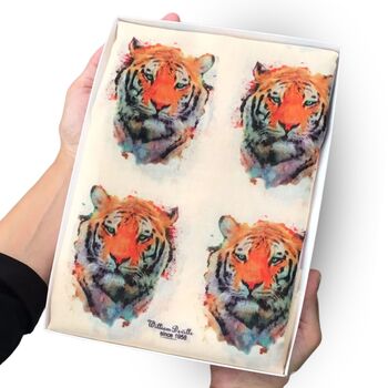 Tiger Head Print Scarf In Personalised Gift Box, 2 of 6