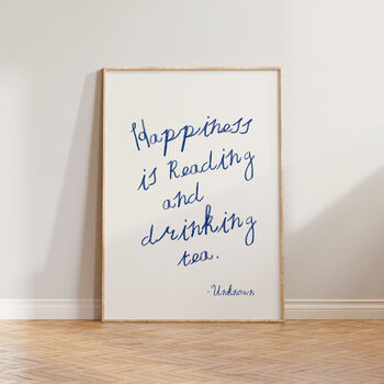 Happiness Is Reading And Drinking Tea Wall Print, 5 of 9
