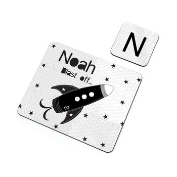 Personalised Kid's Space Rocket Placemat Set, 3 of 3