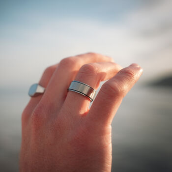 Men's Gold Plated Line Band Ring, 2 of 11