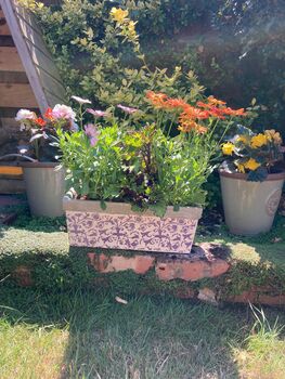 Aged Blue And White Ceramic Rectangular Planter – 40cm, 2 of 5