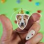 Custom Staffy Terrier Dog Chest Portrait Heart Keychain, thumbnail 3 of 6