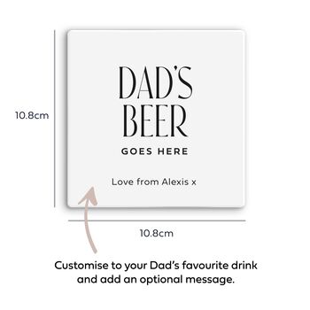 Dad's Beer Goes Here Custom Ceramic Coaster, 6 of 10