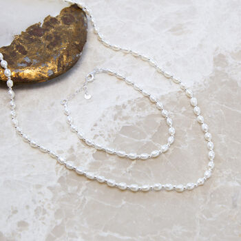 Personalised Freshwater Pearl Necklace And Bracelet Set, 2 of 10