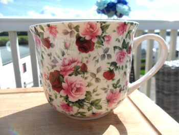 Large Cup And Saucer In Ditsy Pink Summertime Chintz Design, 11 of 12
