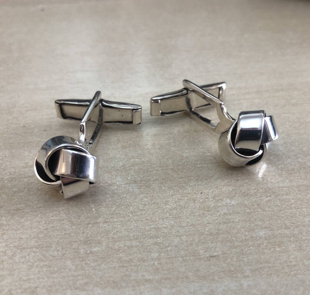 Image of Love Knot Sterling Silver Cufflinks, Silver