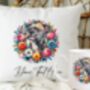 Personalised Staffordshire Bull Terrier Summer Floral Dog Wreath Cushion And Mug Bundle, thumbnail 1 of 4