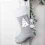 Personalised Christmas Tree Luxury Silver Grey Stocking, thumbnail 2 of 4