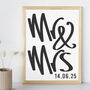 Mr And Mrs Wedding Print With Optional Frame, thumbnail 1 of 3