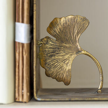 Antique Gold Bookends Lotus Leaf, 3 of 3