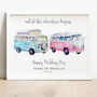 Personalised Mr And Mrs Camper Vans Wedding Print, thumbnail 4 of 9