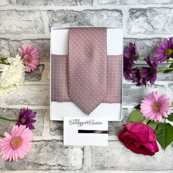 Desert Rose Pin Dots Wedding Tie Set, 2 of 6