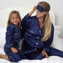 Personalised Girl's Navy Satin Pyjama's, thumbnail 3 of 4