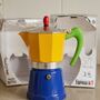 Italian Moka Pot Espresso Maker In Yellow And Blue, thumbnail 5 of 5
