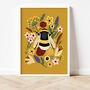 Bumble Bee And Florals Print, thumbnail 1 of 4