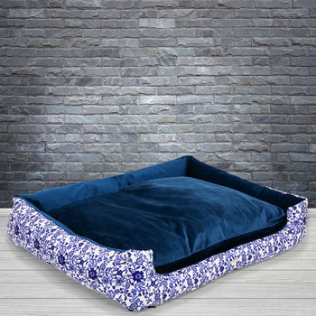 The Richmond Blue And White Floral Pet Bed, 4 of 11