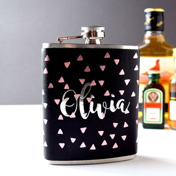 Personalised Triangle Leather Hip Flask, 2 of 4