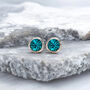 Sterling Silver December Blue Topaz Birthstone Stud Earrings, thumbnail 5 of 9