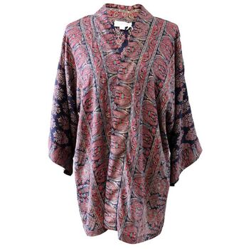 Navy Floral Viscose Summer Jacket, 8 of 8