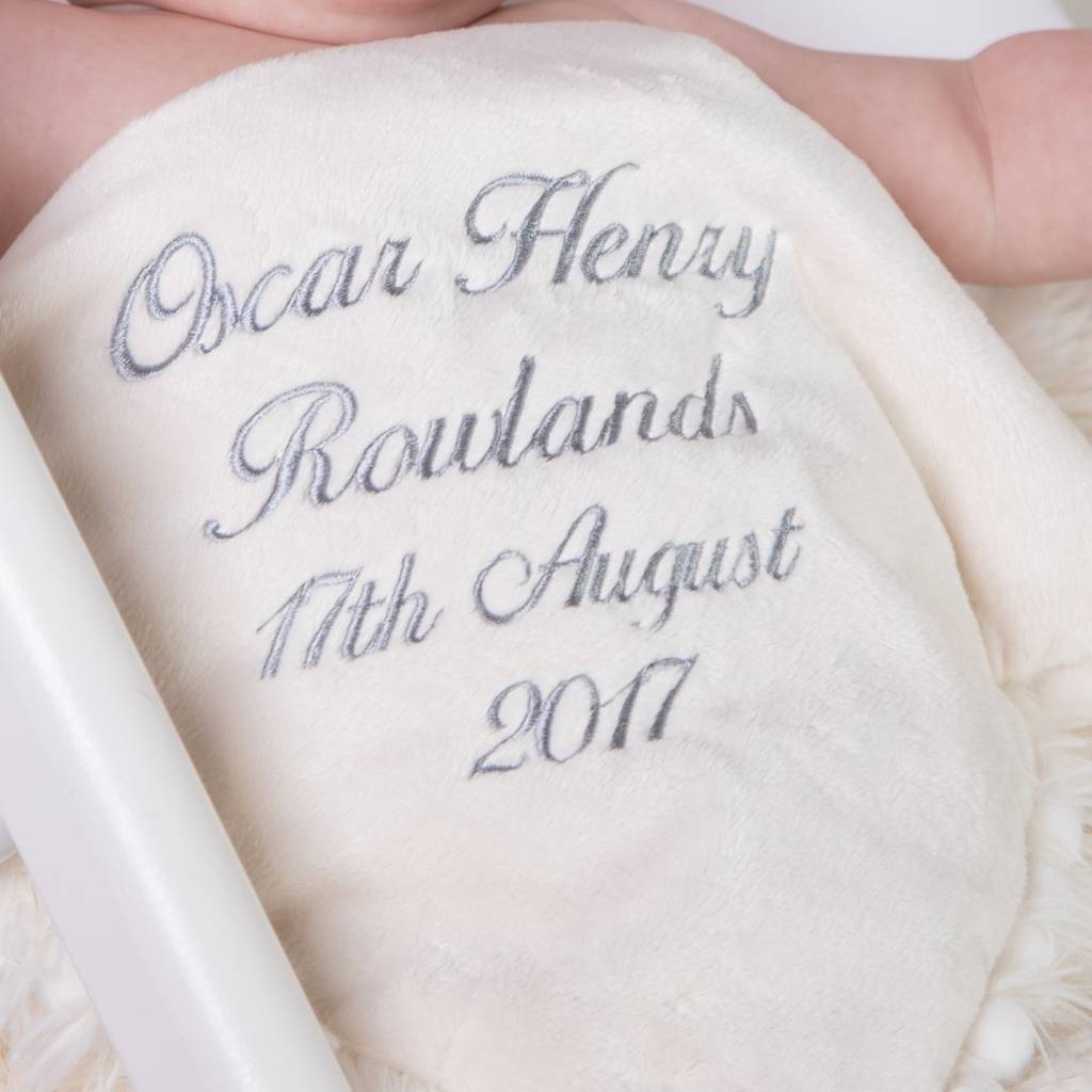Personalised Cream Koochicoo Christening Baby Blanket By That's Mine