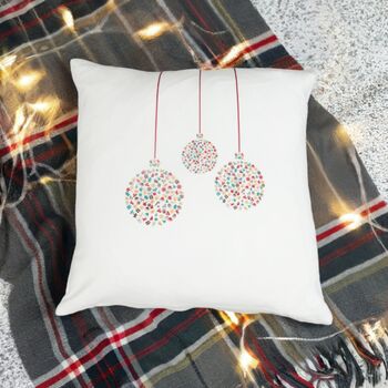 White Contemporary Christmas Bauble Cushion, 2 of 6