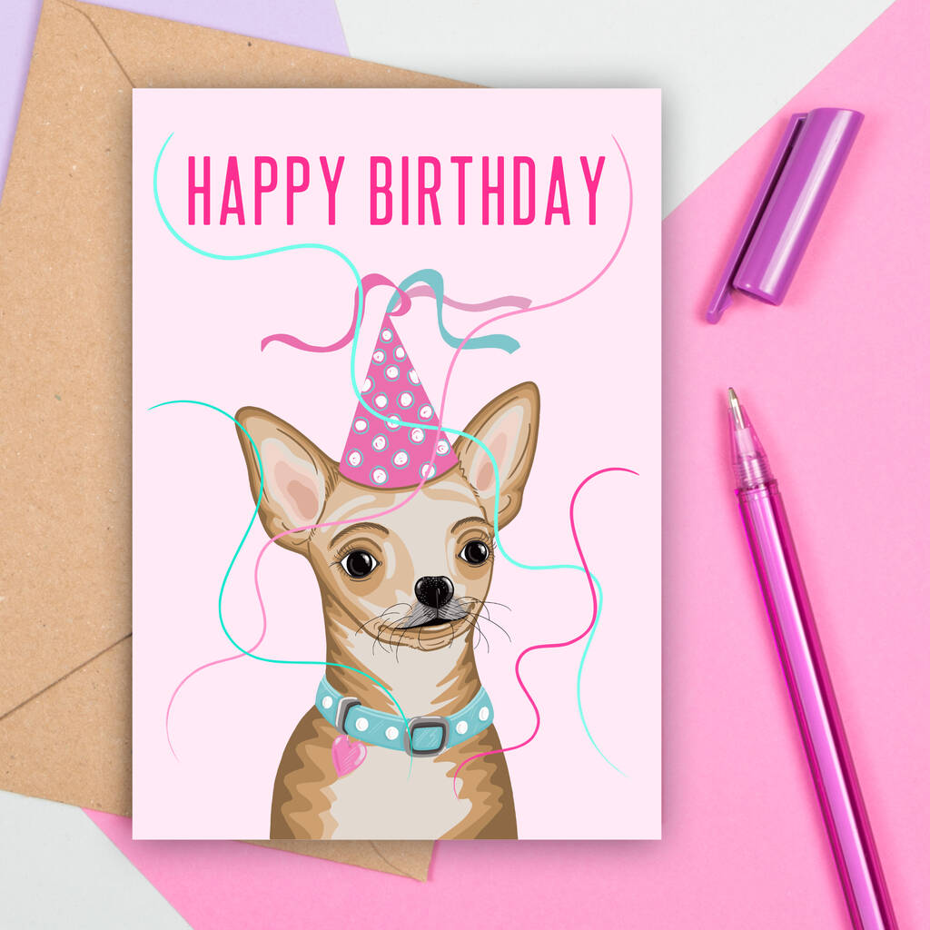Large Size Cute Chihuahua Dog Birthday Card, 1 of 2