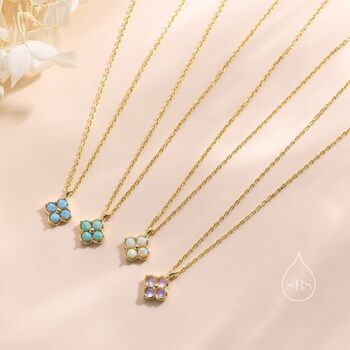 Blue Opal Hydrangea Pendant Necklace, 4 of 12