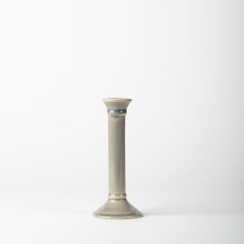 Handmade Pale Grey Ceramic Tall Taper Candlestick, 2 of 3