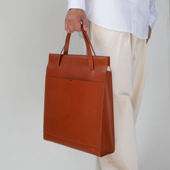 Handcrafted Leather Adjustable Tote Bag In Rust Brown, 3 of 9