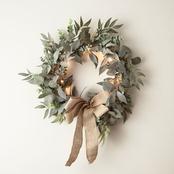 Laurel Leaf Artificial Wreath With Hessian Bow, 3 of 4