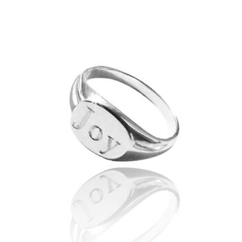 Sterling Silver Oval Cushion Signet Ring, 2 of 6