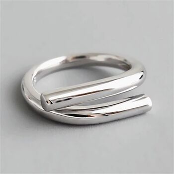 Silver Plated Minimalist Double Bar Ring, 4 of 5