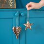 Hand Carved Wooden Heart And Star Decorations, thumbnail 1 of 7