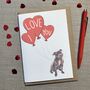 Personalised Staffy I Love You Valentine's Card, thumbnail 1 of 3