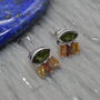 Green Tourmaline Stud Earrings: Silver, Red,Orange Drop, thumbnail 2 of 6
