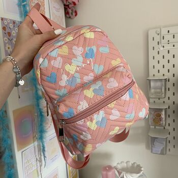 Personalised Childrens Pastel Heart Small Backpack, 3 of 7