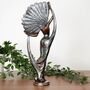 Art Deco Bronze Lady Figurine Silver Dress And Fan 38cm, thumbnail 2 of 12