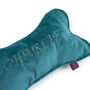 Embroidered Pet Bed And Bone Gift Set Teal Velvet, thumbnail 9 of 9
