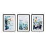 Teal Blues Abstract Waves Set Of Three Framed Prints, thumbnail 6 of 7
