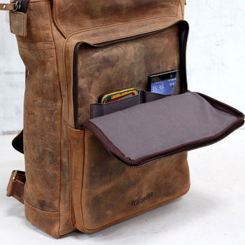 Leather Laptop Tote Backpack, 3 of 10