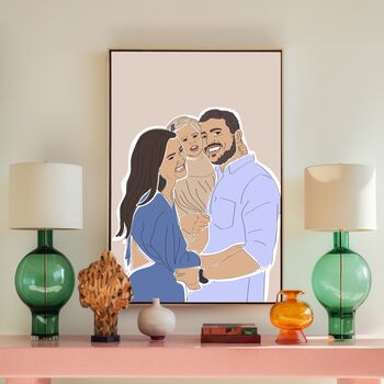 Custom Wedding Portrait Line Art Colour Block Gift, 8 of 11