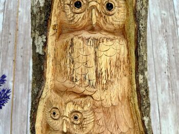 29cm Hand Carved Wooden Owl Owlet Statue Ornament Figurine Gift, 5 of 7