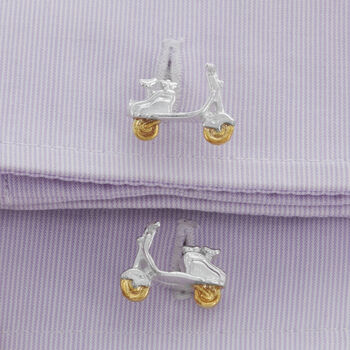 18ct Gold And Silver Scooter Cufflinks, 2 of 2
